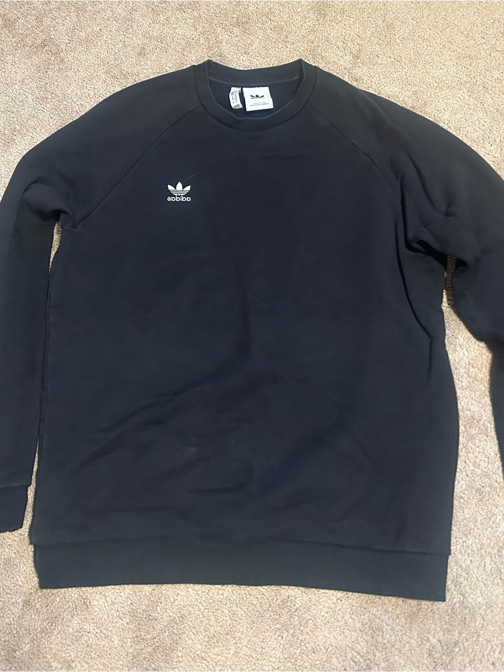 adidas Black Crewneck Sweatshirt with Small Trefoil Logo